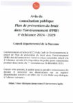 AVIS  de consultation publique - Plan de prévention du bruit dans l'environnement 4iem échéance 2024-2029